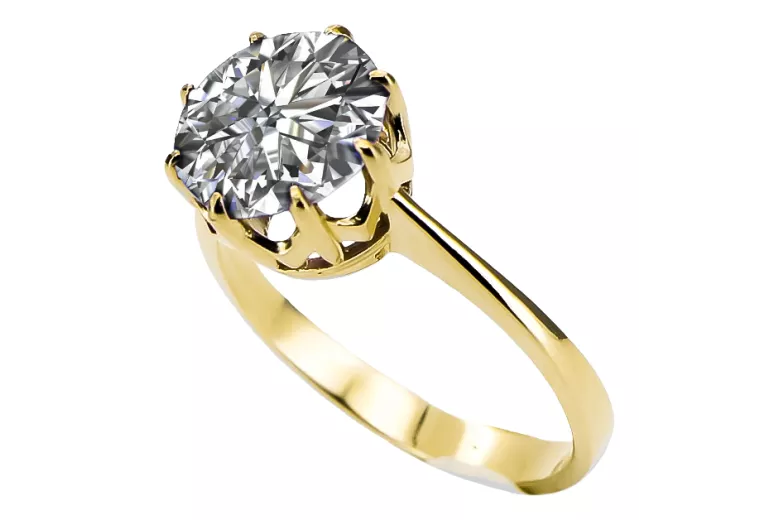 14-кв Желтое золото Циркон Кольцо Винтаж vrc157y